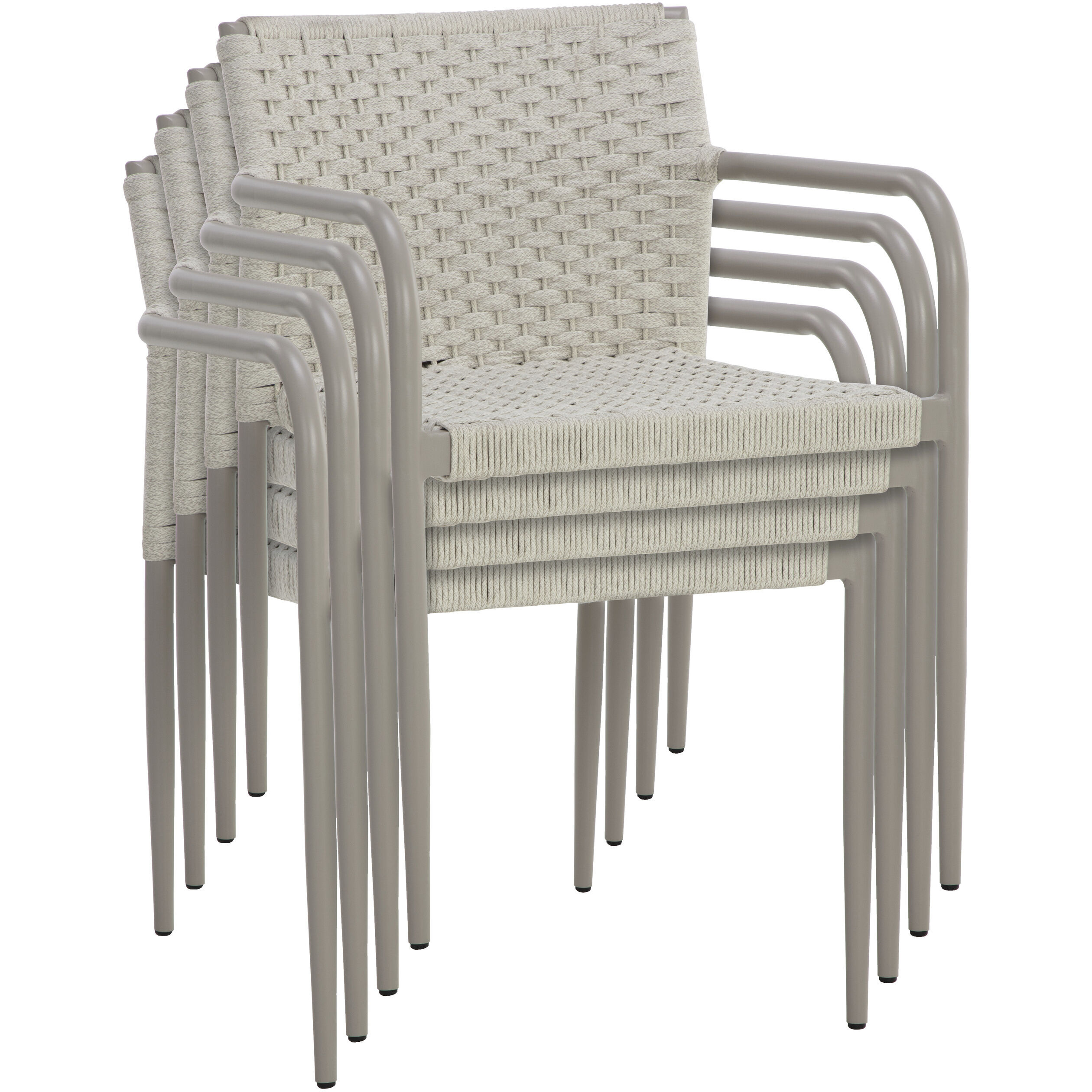 Casella Greige / Cream Outdoor Stackable Dining Armchair, Set Of 2